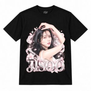 Camiseta preta BLACKPINK Jisoo Editorial Solo com a Jisoo em retrato
